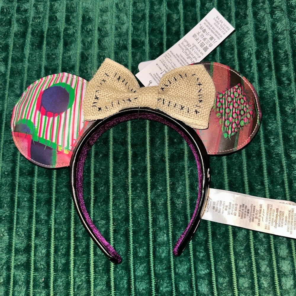Disney Nightmare before Christmas ‘Sally’ 🎄Minnie Mouse Ears with Beige Bow